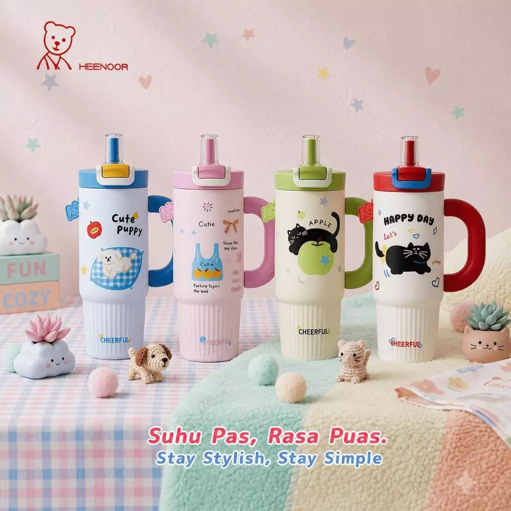 Termos Tumbler Motif Kartun Hewan Lucu + Tutup…