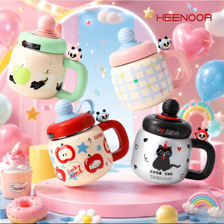 Termos Motif Hewan dan Buah Lucu + Segel Putar…