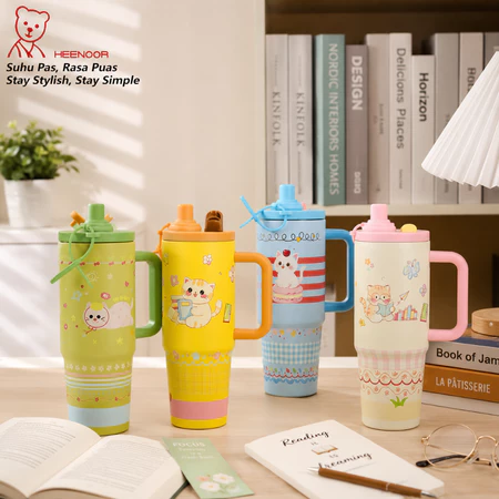 Tumbler Motif Cute Cat Tumbler Minum Dua…