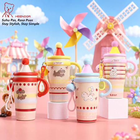 Tumbler Termos Motif Hewan Lucu + Tutup…