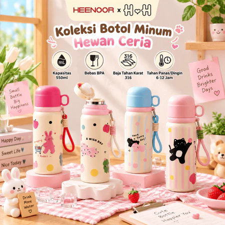 x HAH Tumbler Termos Motif Kartun Hewan Lucu +…