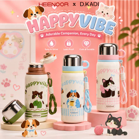 MDF DKADI Termos Hewan Lucu "HAPPYVIBE" Lucu…