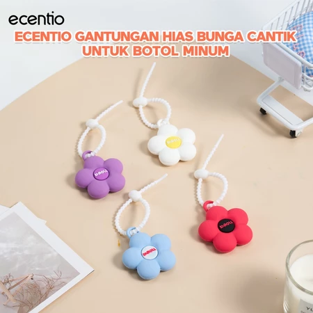 ecentio gantungan hias bunga pvc aksesoris botol minum karakter lucu tahan lama