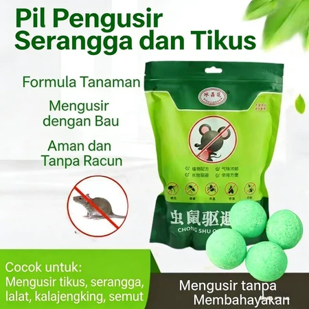 Pil Pengusir Tikus Satu Pak Berisi 10 Kapur Barus Hijau Tahan Lama Berefisiensi