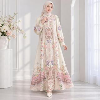 NJW - Dress Premium Malia Gamis Wanita Mewah Elegant Lebaran 2026